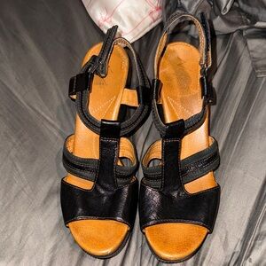 Naya Brand Black/Tan Wedge Sandals!!!